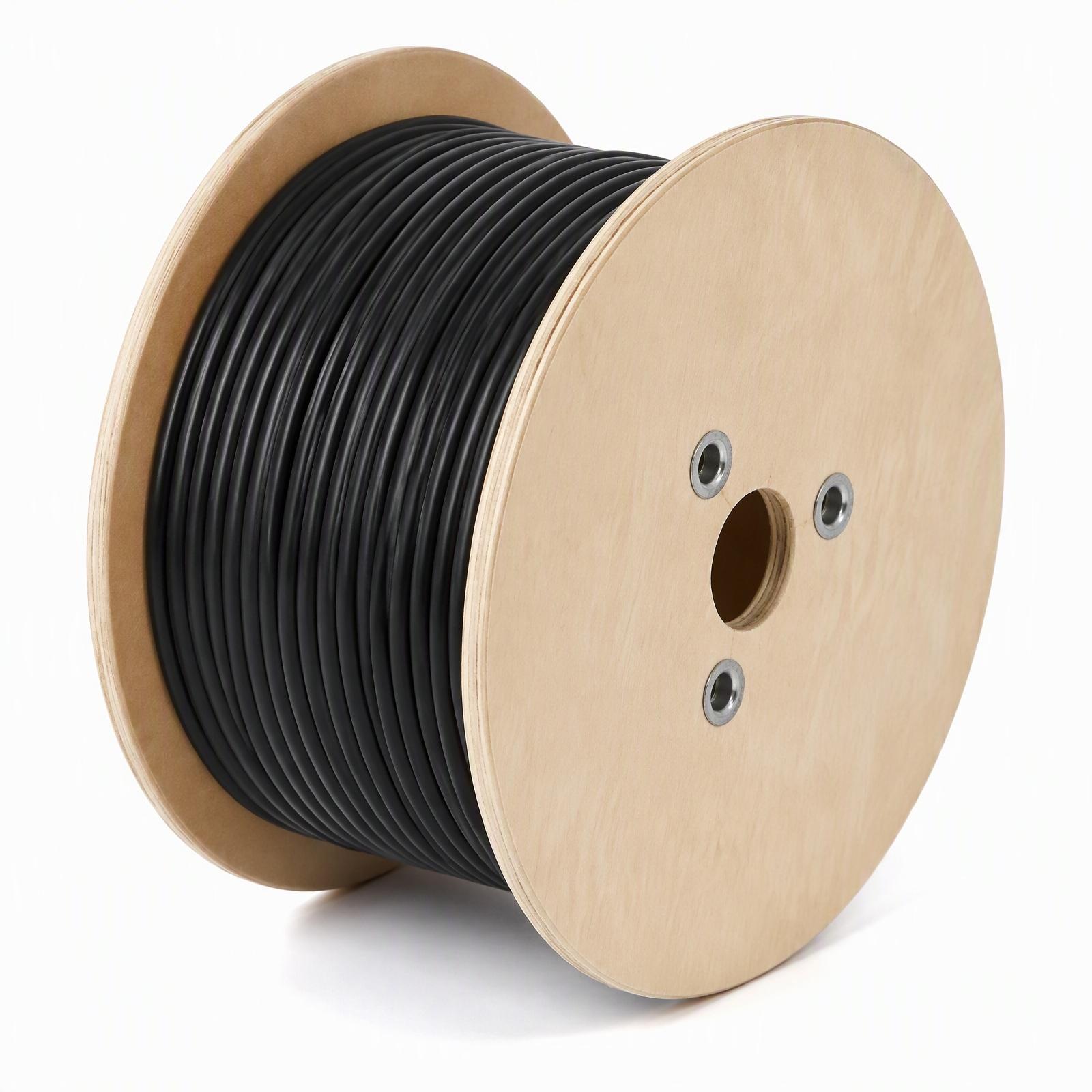 CAT6 F/UTP Outdoor Waterproof (Dual Jacket), Direct Burial (UV), 1000ft, Wooden Spool, Black